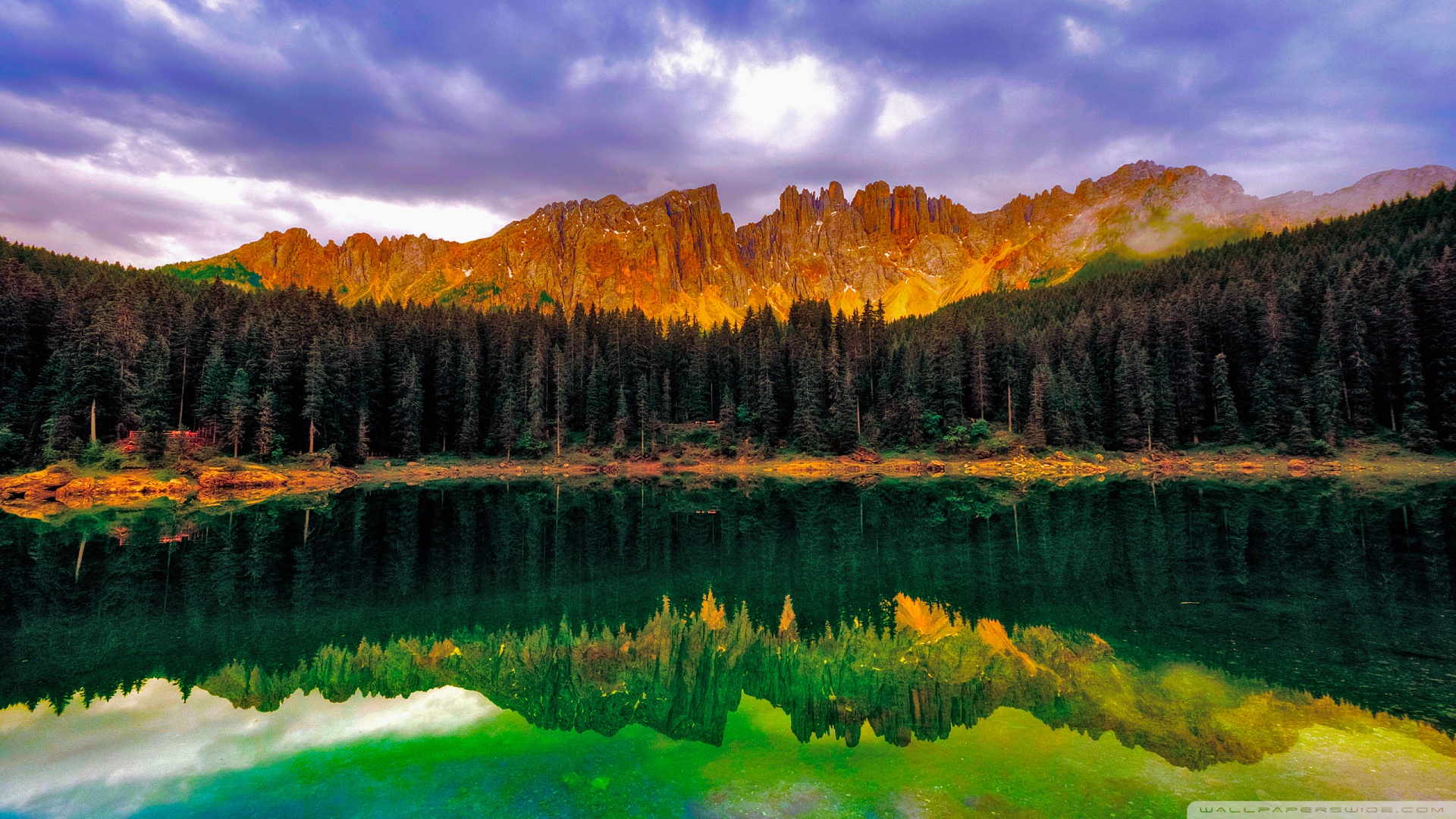Emerald Lake Dreamscape Wallpaper