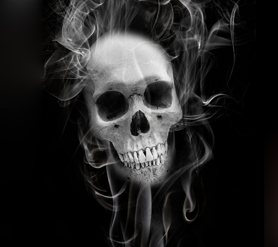 Skull Scary Terrible White Black Smoke Wallpaper Disgusting Cigarette
