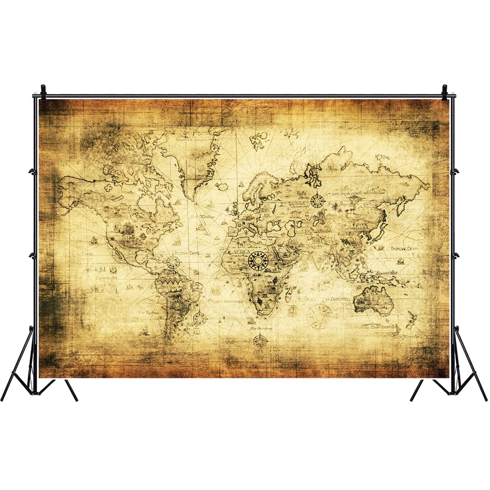 Amazoncom Laeacco 7x5ft Retro World Map Backdrop Vintage Map