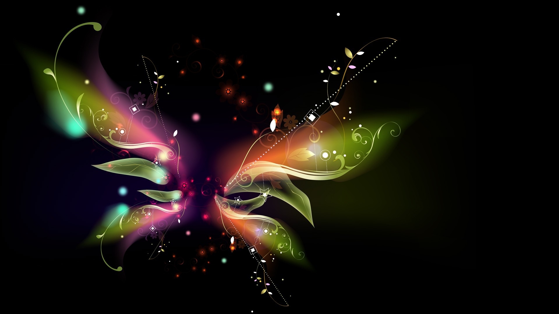 Abstract Butterfly Wings Black Background Vector Wallpaper