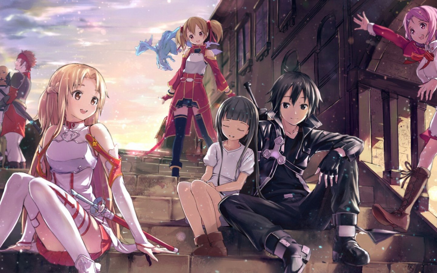 Kirito Beautiful Asuna And Cute Yui Sao Hd Wallpaper Background