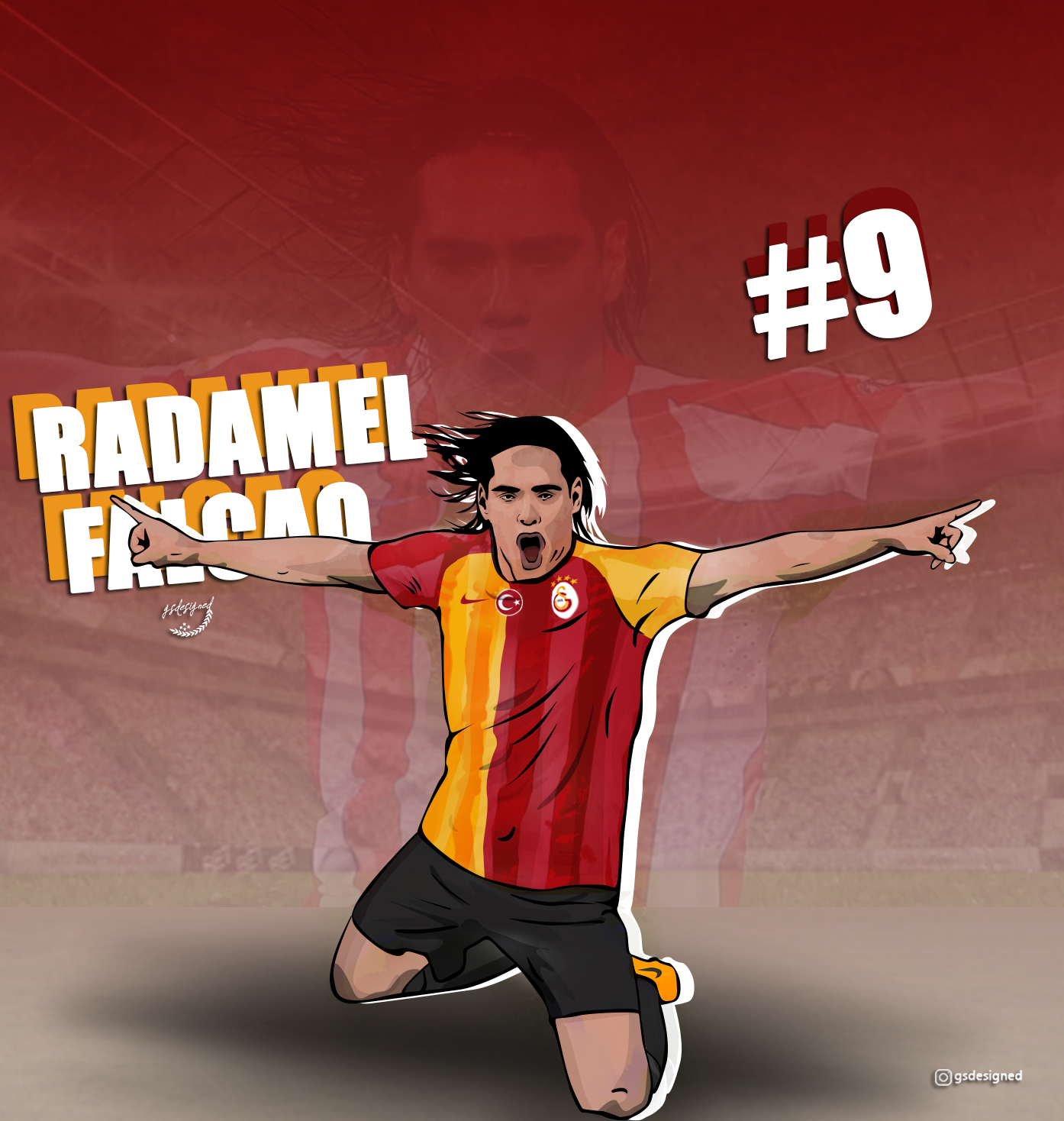 Radamel Falcao Galatasaray Vector Art Wallpaper HD By Gsdesigned