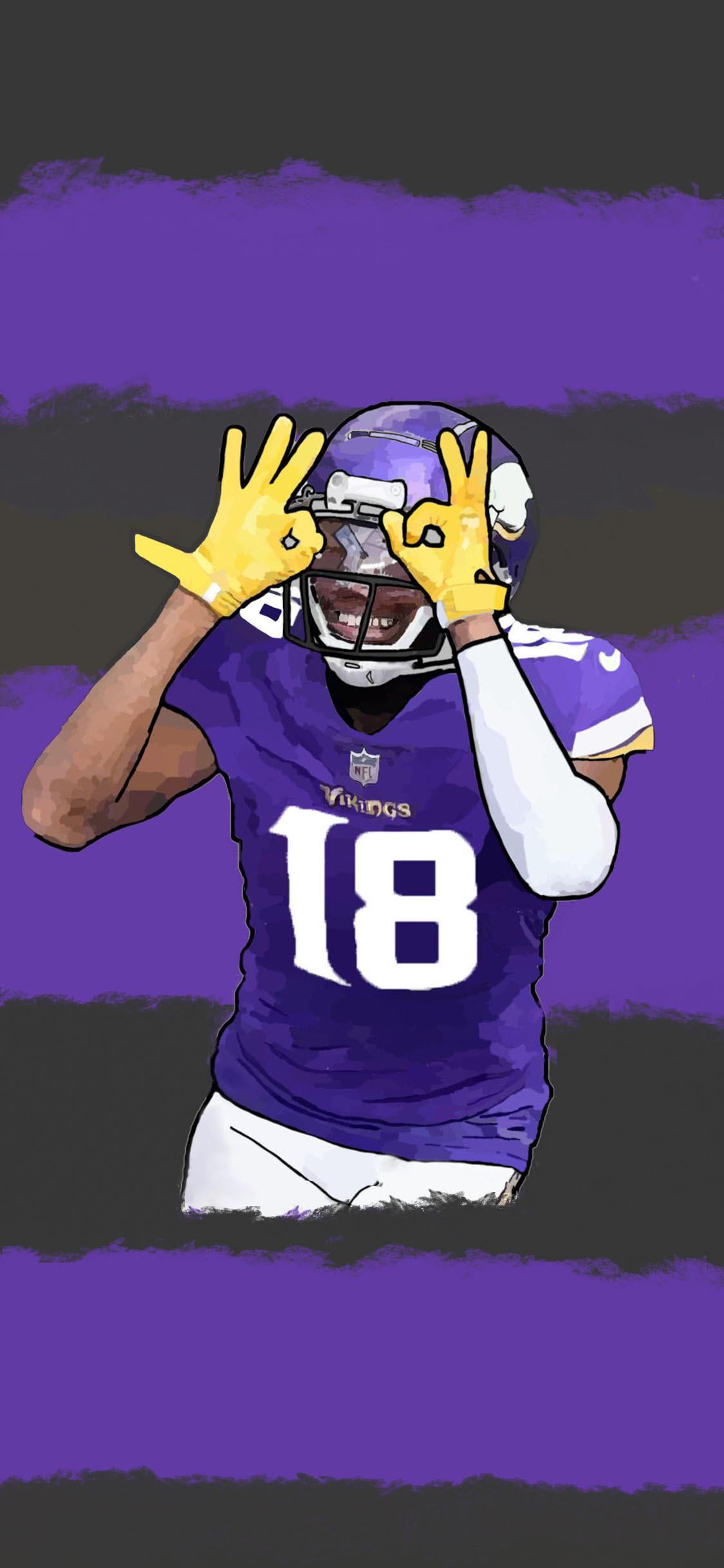Justin Jefferson of the Minnesota Vikings making the 'JJ' symbol with his hands