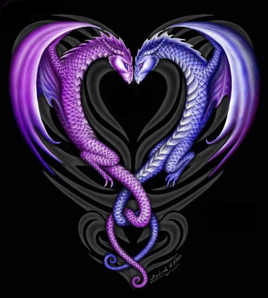 Purple Lightning Dragon Heart Wallpaper