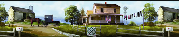 Amish Country Scene Wallpaper Border