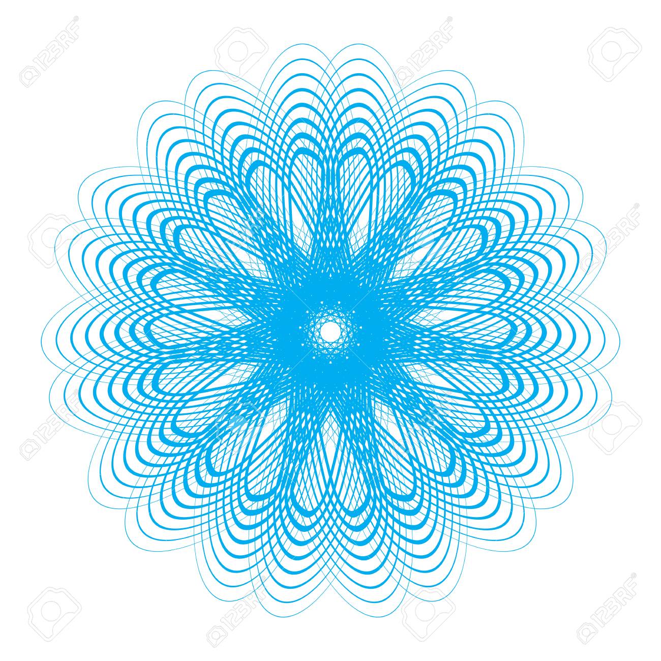 Blue Guilloche Rosette Or Spirograph Background Vector