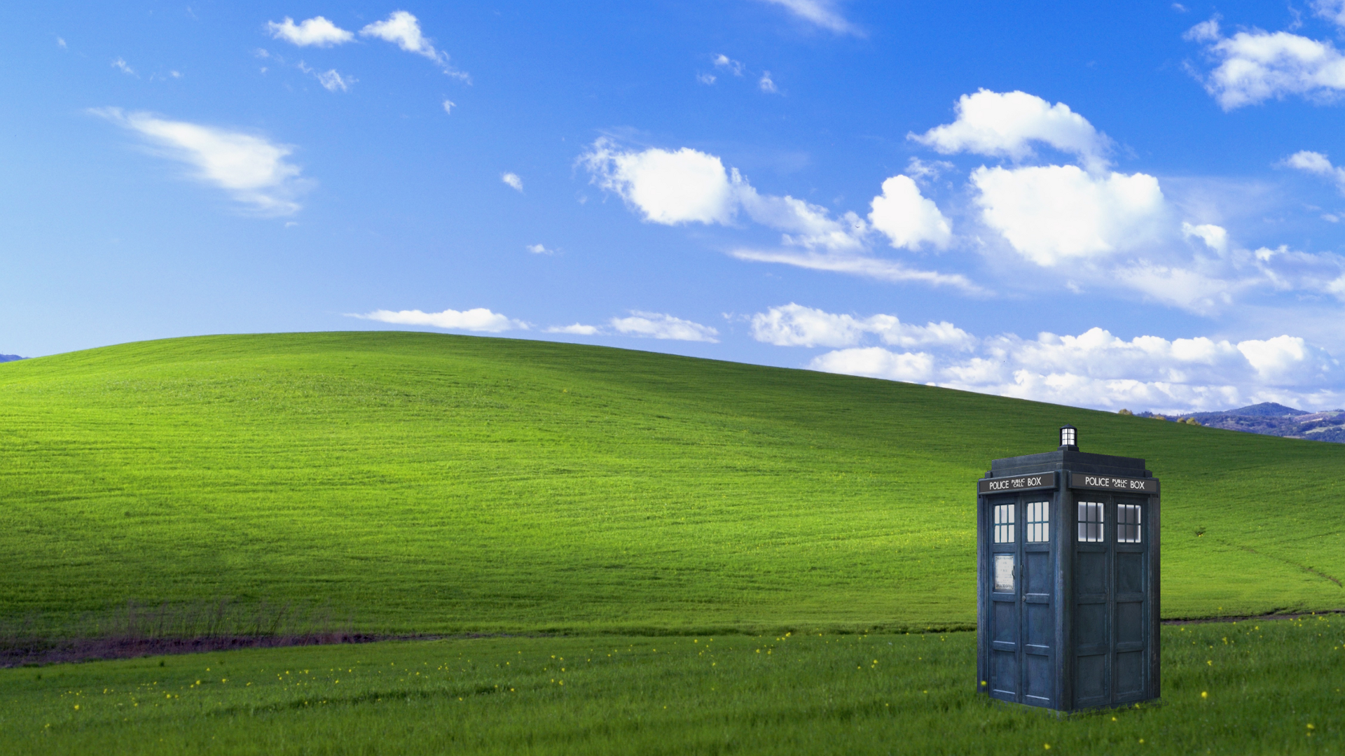 This Is An Image For Doctor Who Tardis Windows Xp Bliss Hill Wallpaper