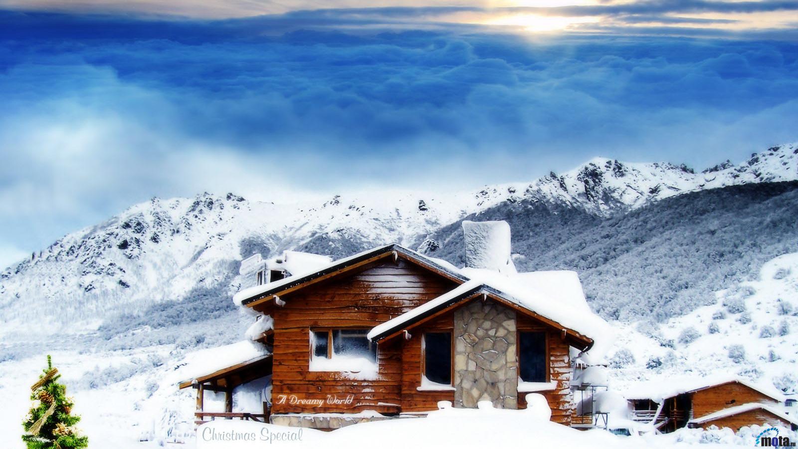 Wallpaper Snowy Cottage Christmas X Widescreen