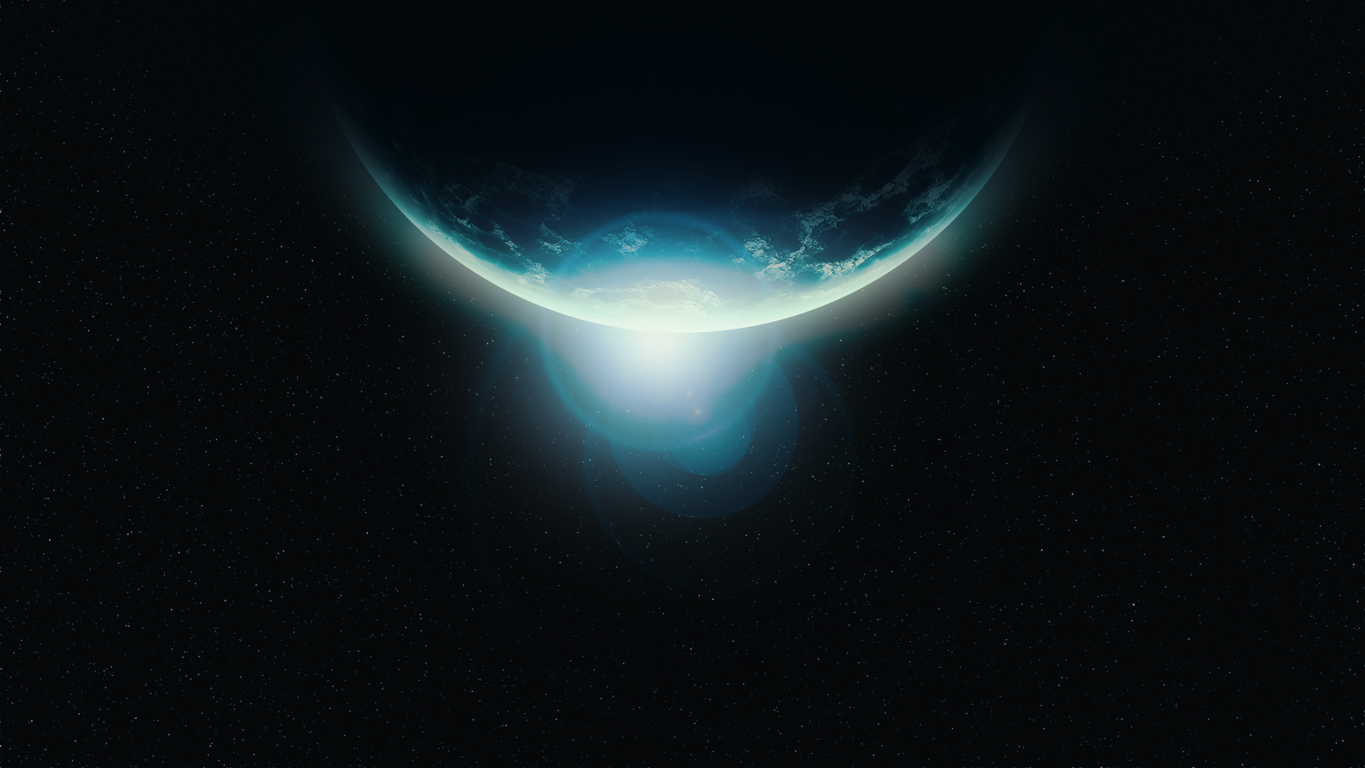 Planet with a Flare in Space HD Wallpaper