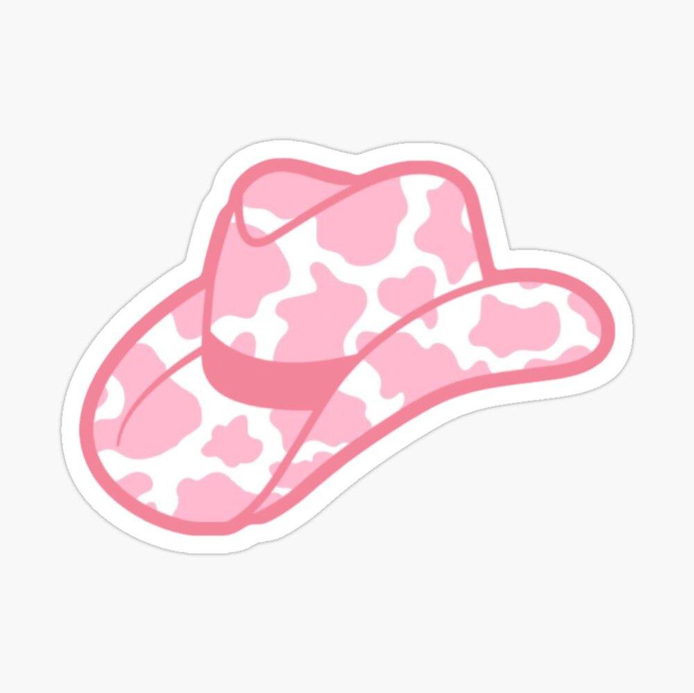pink cow print cowgirl hat Sticker for Sale by Julia Santos