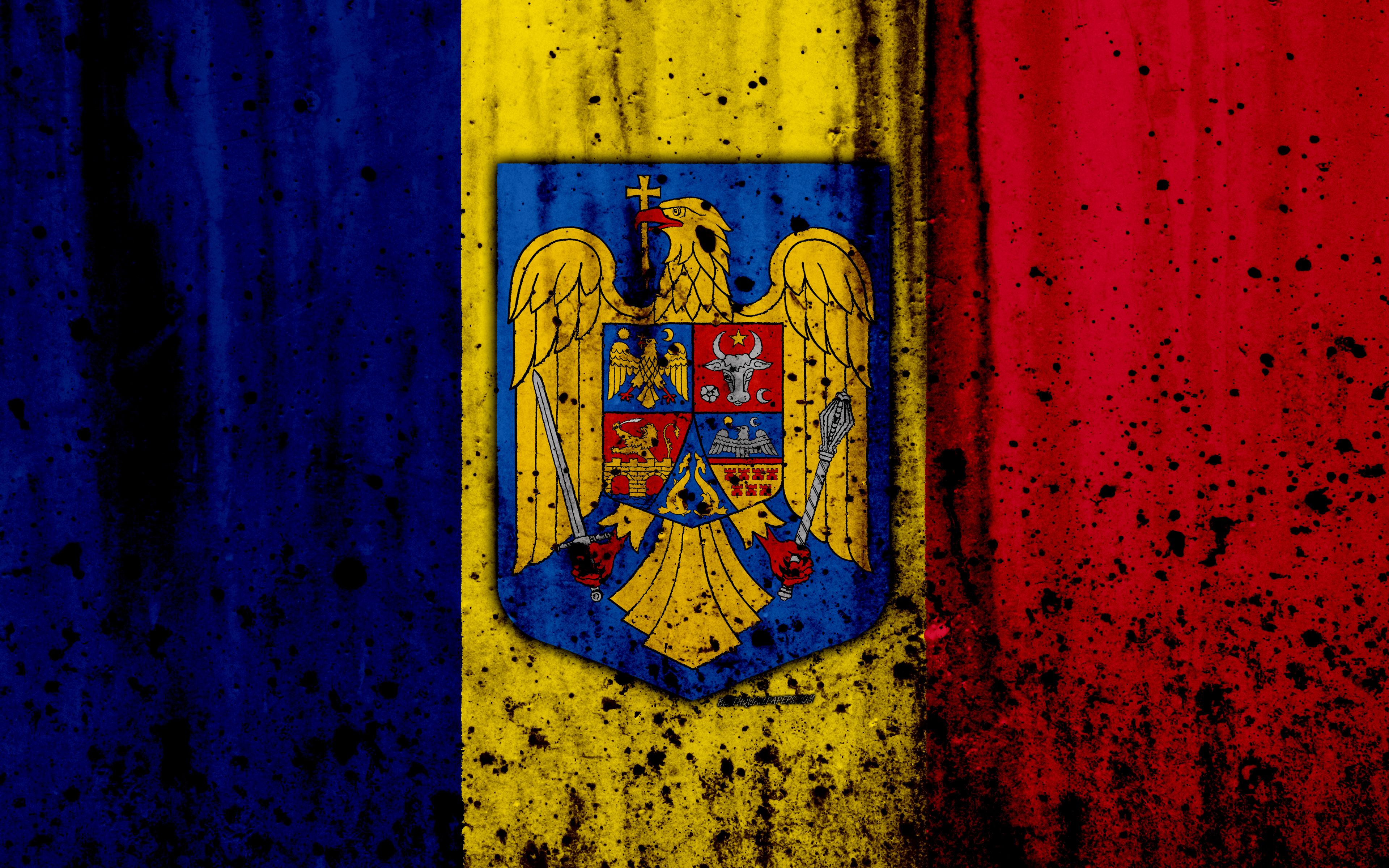Wallpaper Romanian Flag 4k Grunge Of Romania