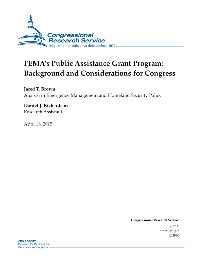 Fema S Public Assistance Grant Program Background And