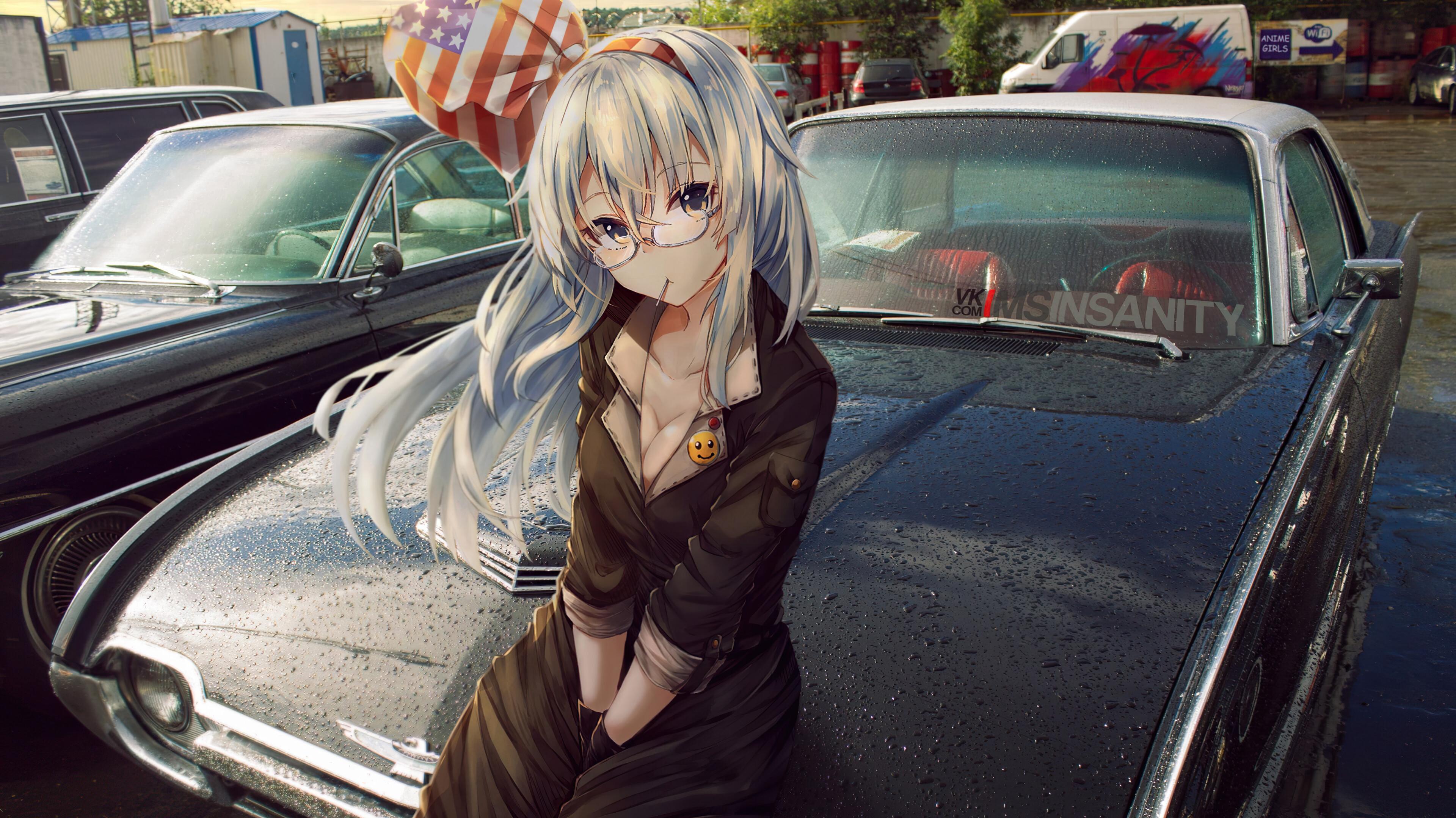 Anime Girl Cars 4K Wallpaper