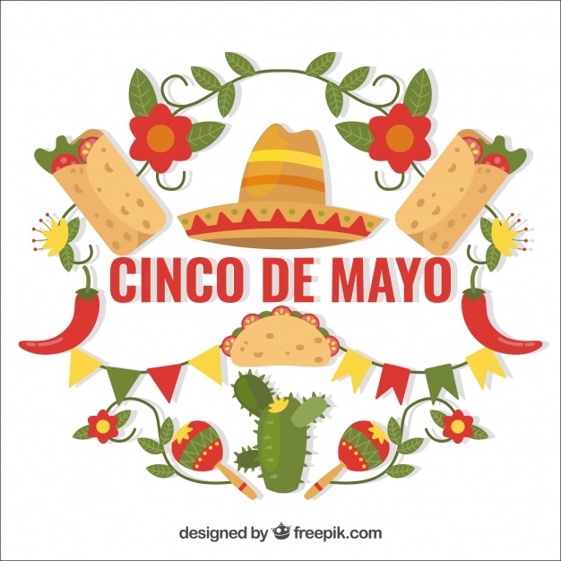 Cinco De Mayo Background With Traditional Food And Floral