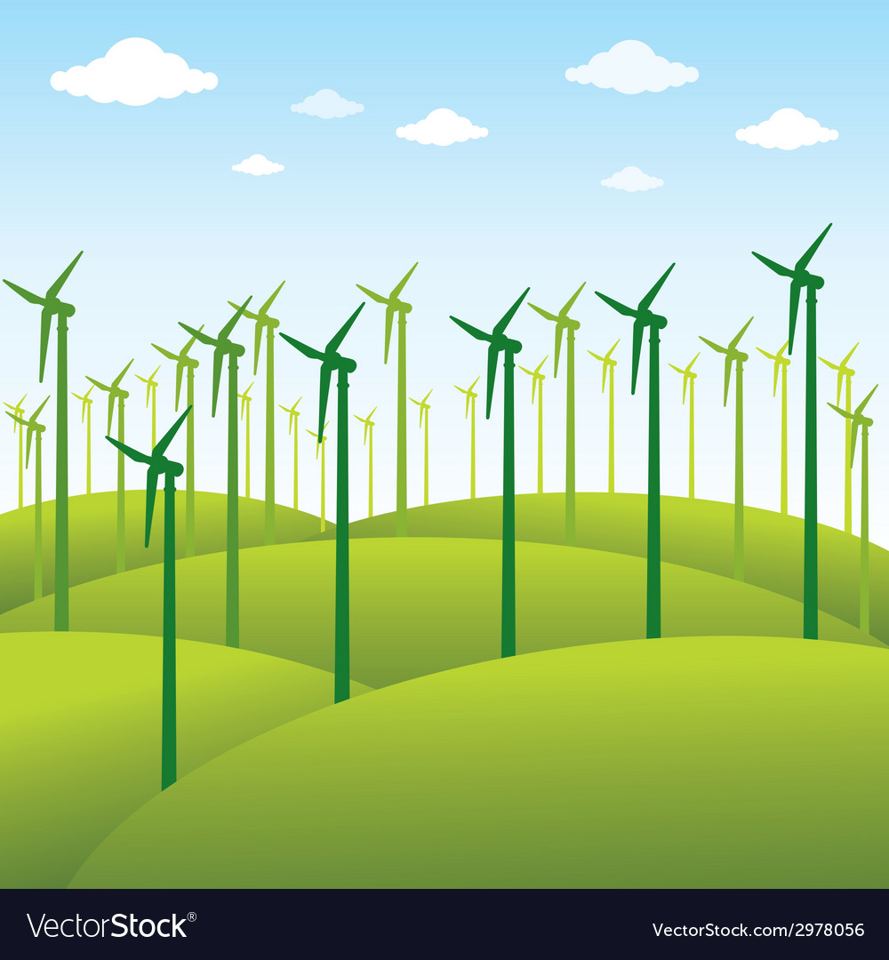 Windmill Or Green Energy Source Background Vector Image