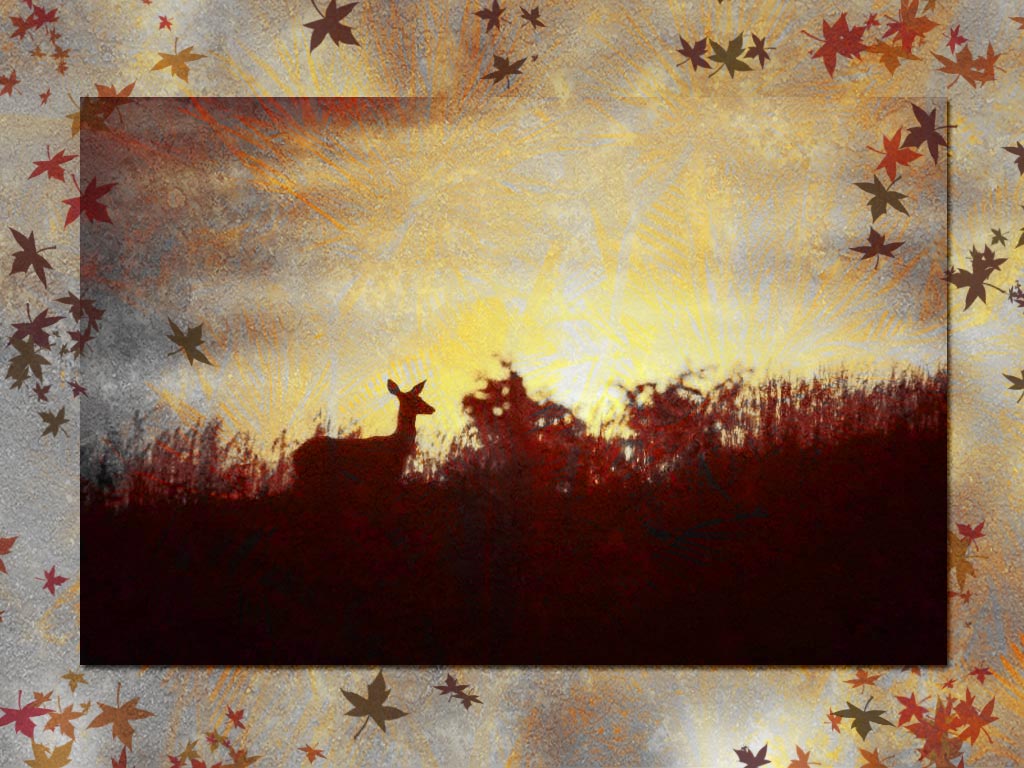 Autumn Wallpaper With Deer By Maureenlycaon