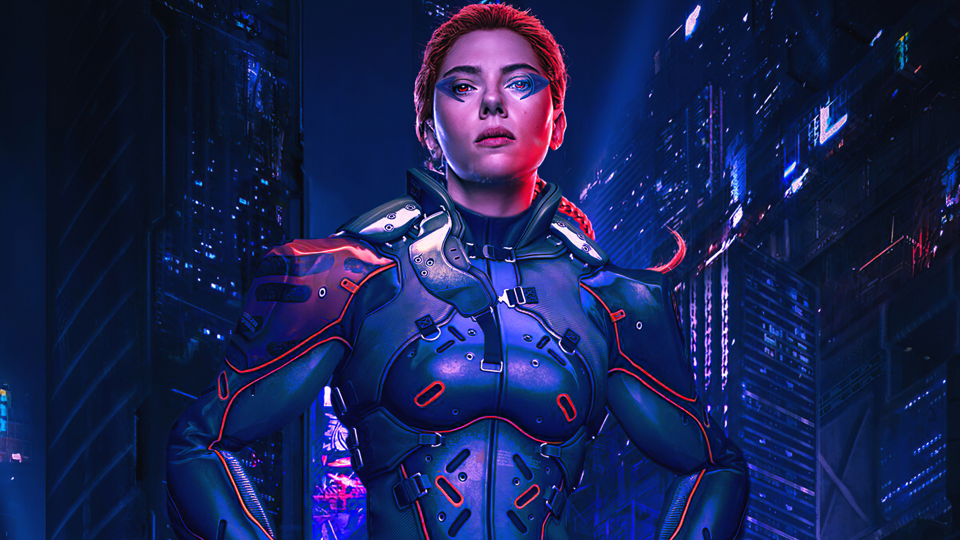 Black Widow Cyberpunk 4k Laptop Full HD 1080p Wallpaper