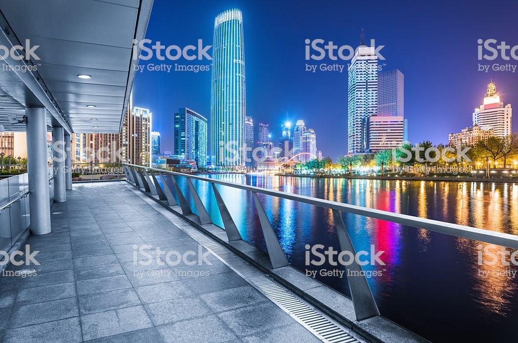 Free download Roofed Terrace With Cityscape In Background At Night