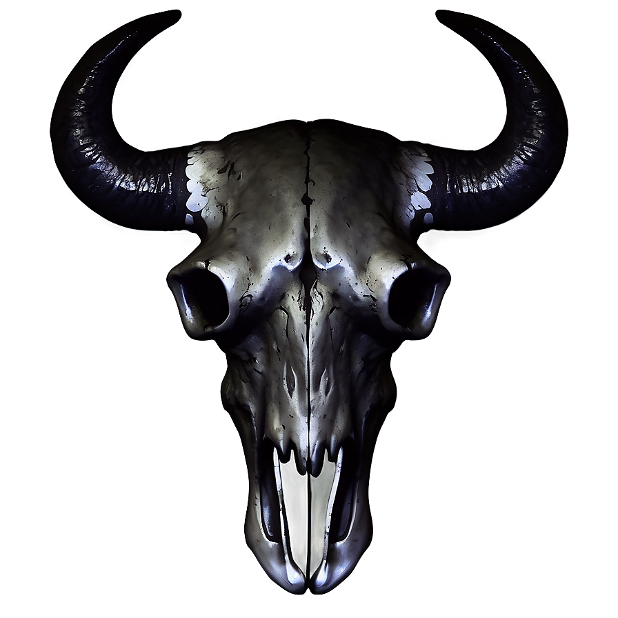 Bull Skull On Black Background Png Wallpaper