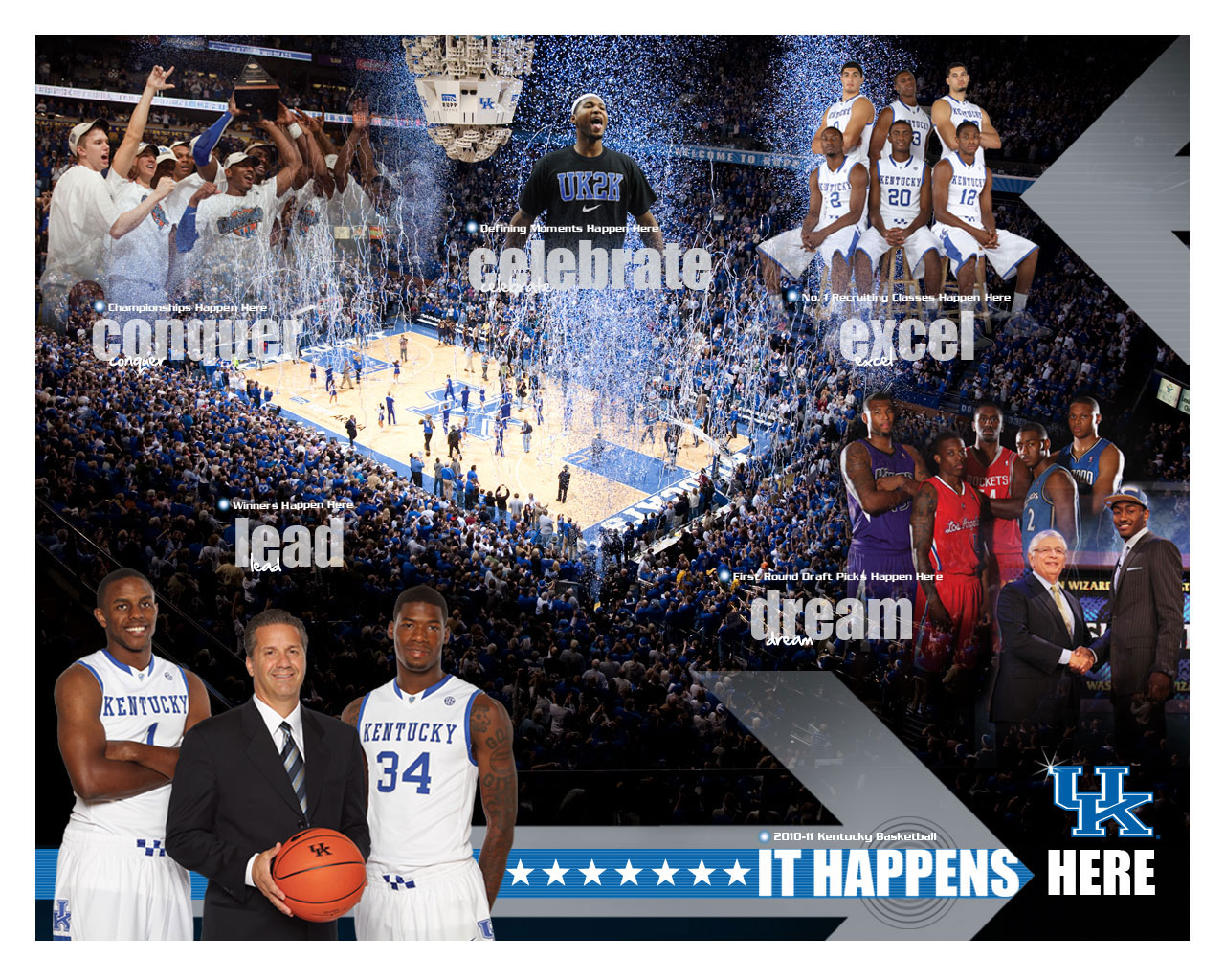 University Kentucky Uk Wildcats Basketball Poster Pocket Schedule