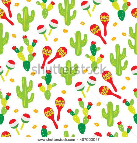 Cute Cacti Pattern Seamless Vector Illustration Stock
