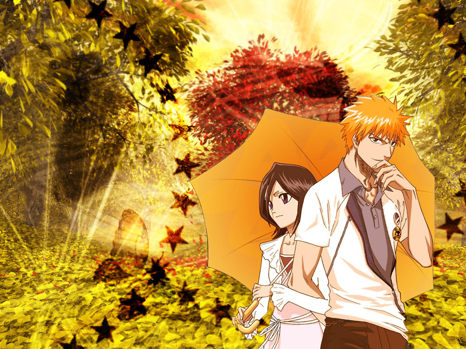 Wallpaper autumn leaves anime girl falling leaves images for desktop  section сёдзё  download