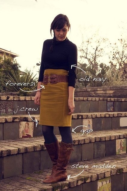 Pencil Skirt With Boots And Tights Dressing Pretty
