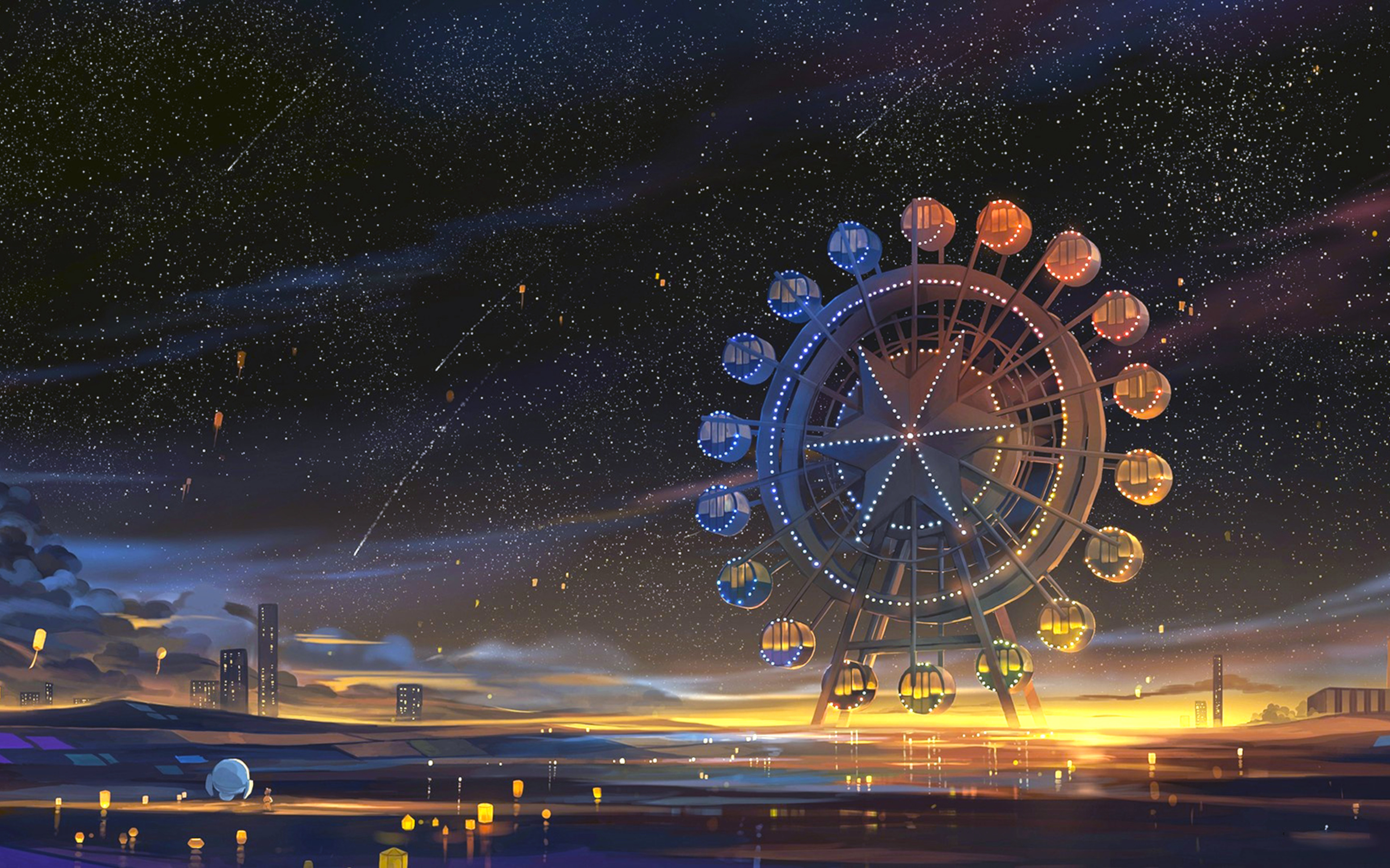 Ferris Wheel Minimal Art 4k HD Wallpaper Image Photos And Picture
