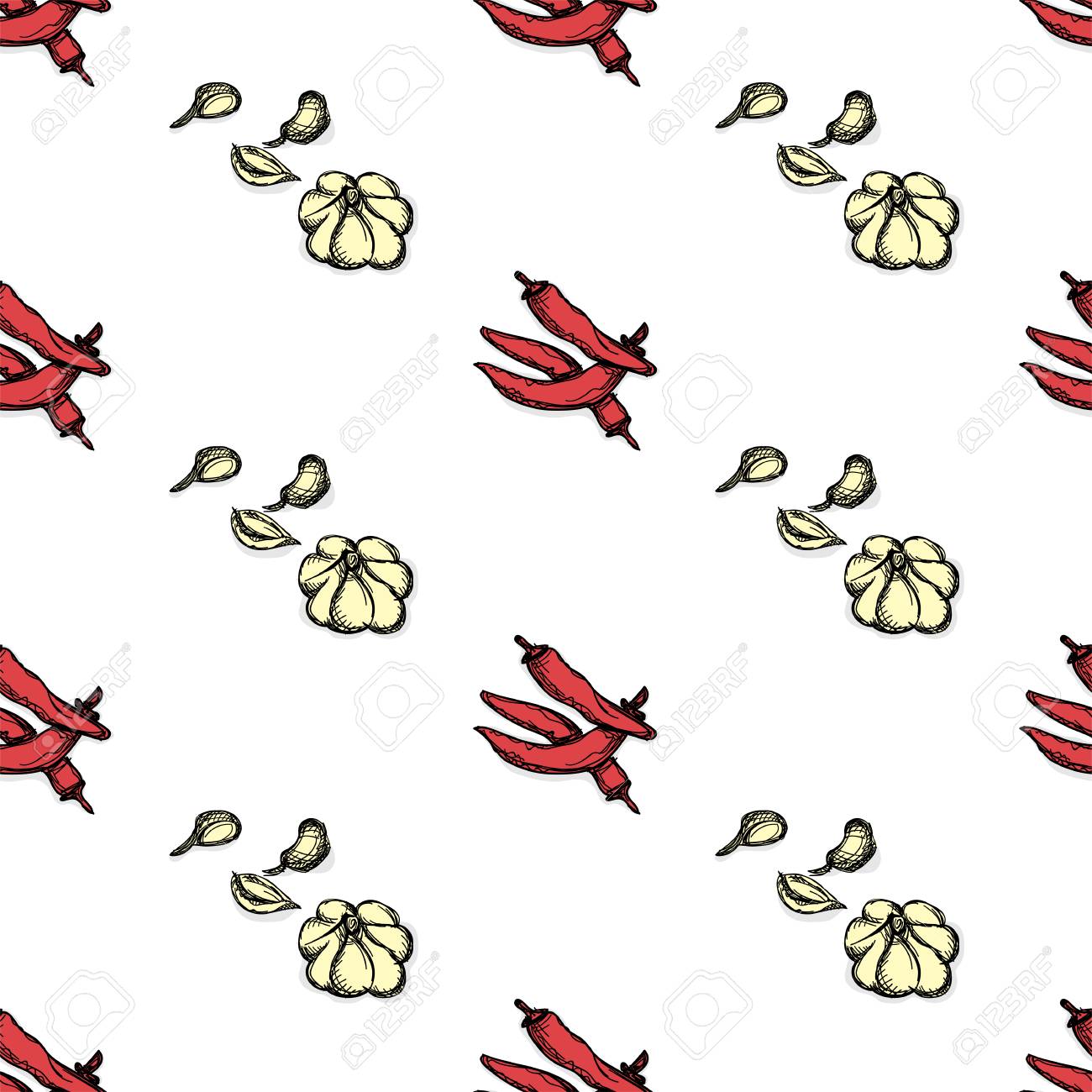 Free download Pattern Chili Garlic Hand Drawing Graphic Background