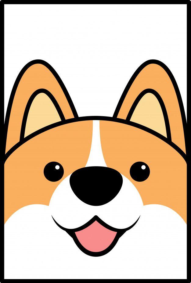 Premium Vector Cute Corgi Dog Face Cartoon Drawing