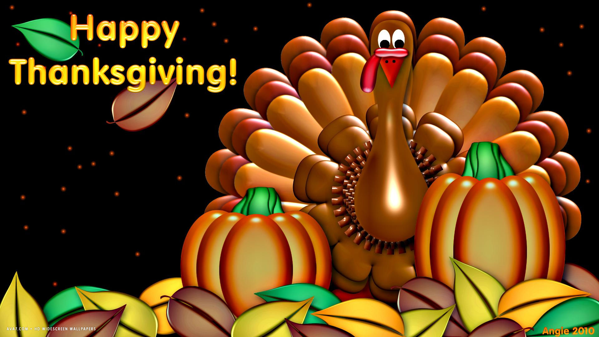 Happy Thanksgiving Turkey Pumpkin Artistic Holiday HD Widescreen