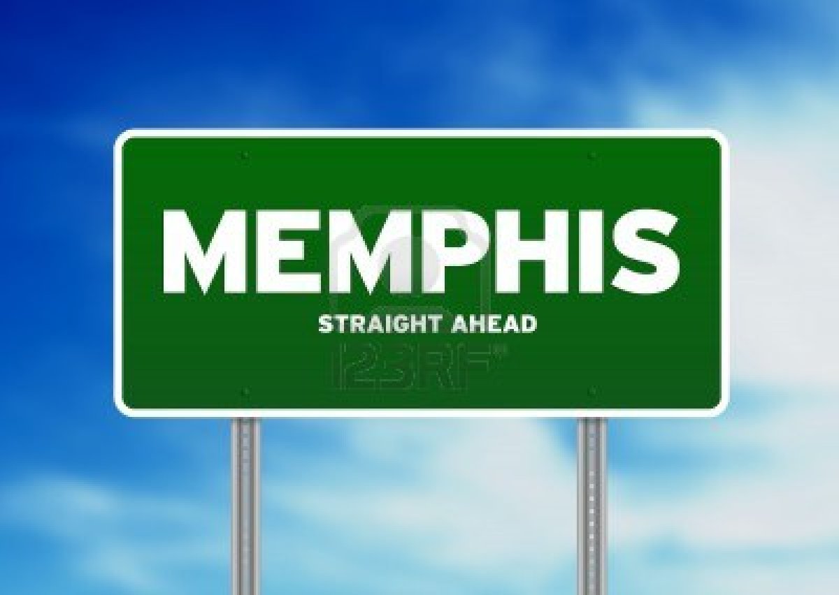 Green Memphis Tennessee Usa Highway Sign On Cloud Background