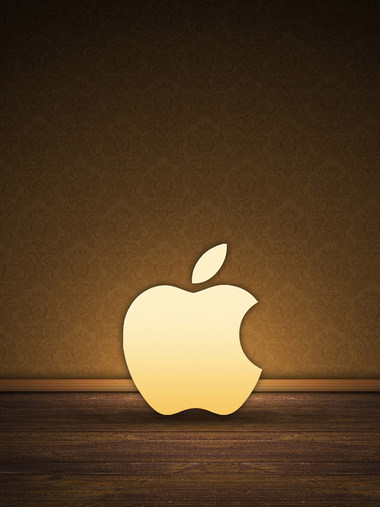 Wooden Apple Logo For iPad Mini Retina HD Wallpaper