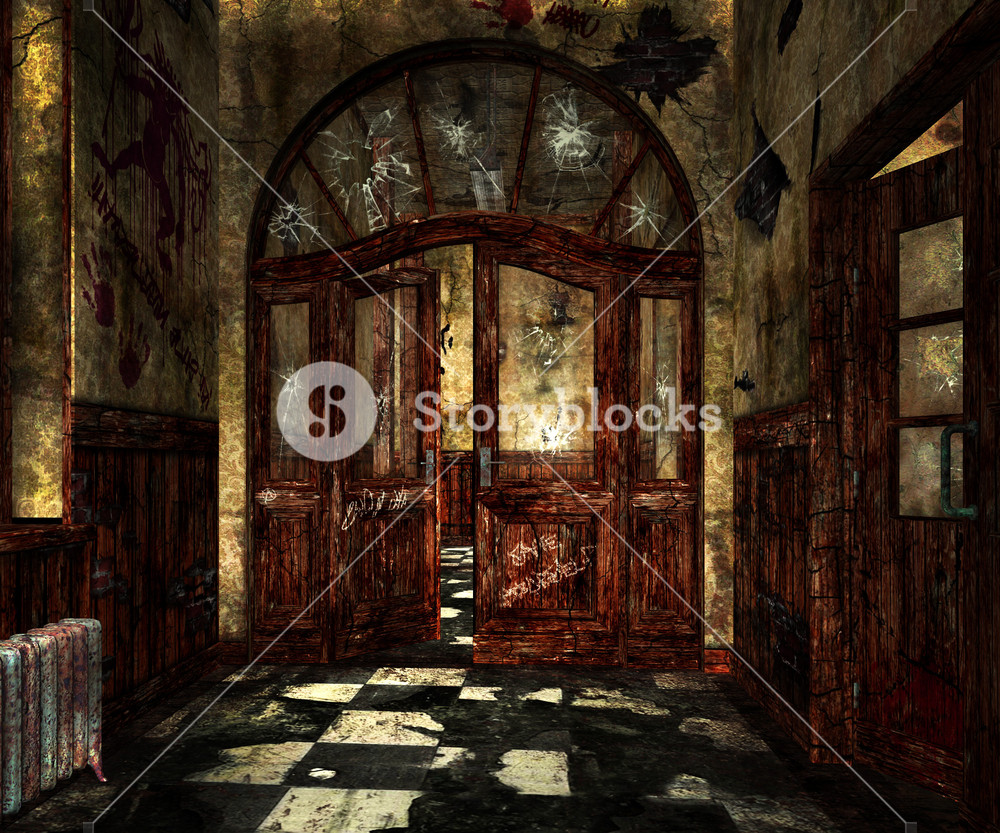Scary Asylum Interior Background Royalty Stock Image
