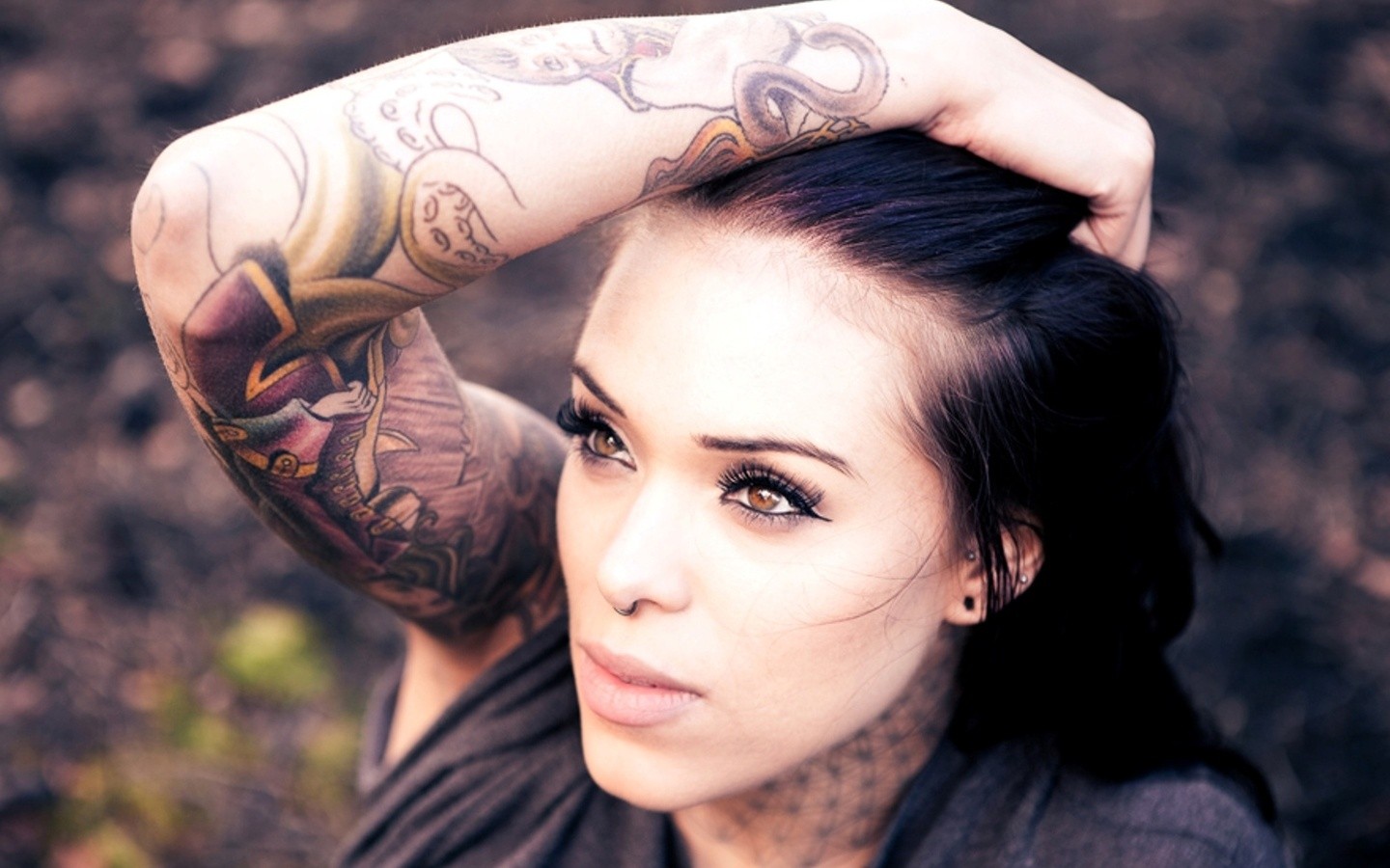 Tattoos Women Wallpaper Models Brown Eyes
