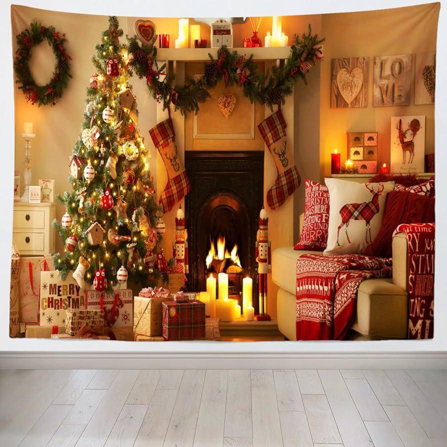 Amazoncom Loccor 8x6ft Christmas Tapestry Photography backdrop