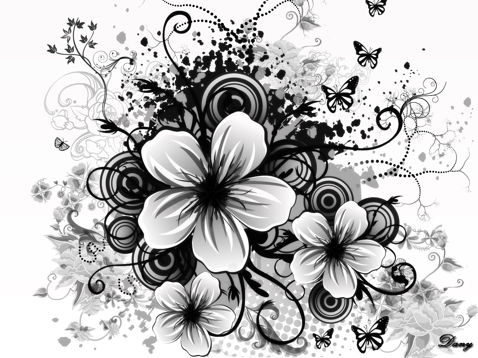 Black And White Flowers Wallpaper HD