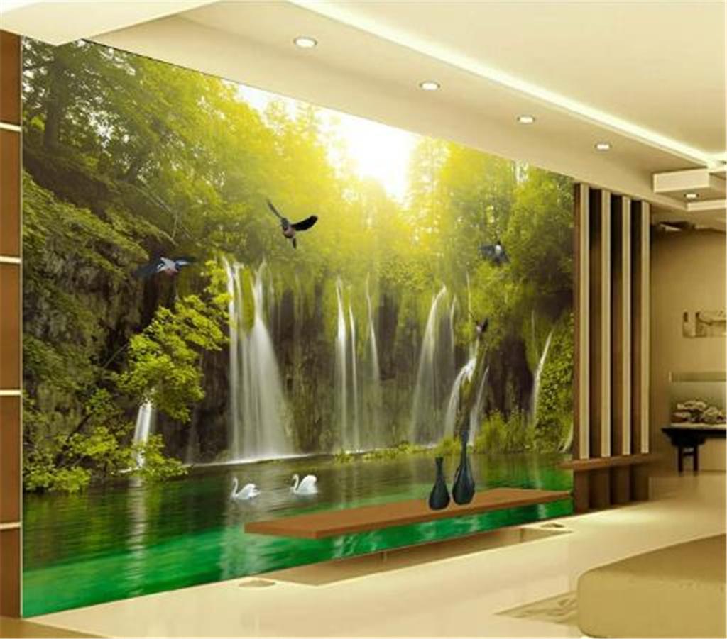 3d Wallpaper HD Beautiful Landscape Waterfall Woods Scenery Indoor