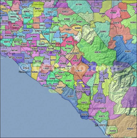 zip code map orange county california Free Download Pin Orange County California Zip Code Map 576x580 zip code map orange county california