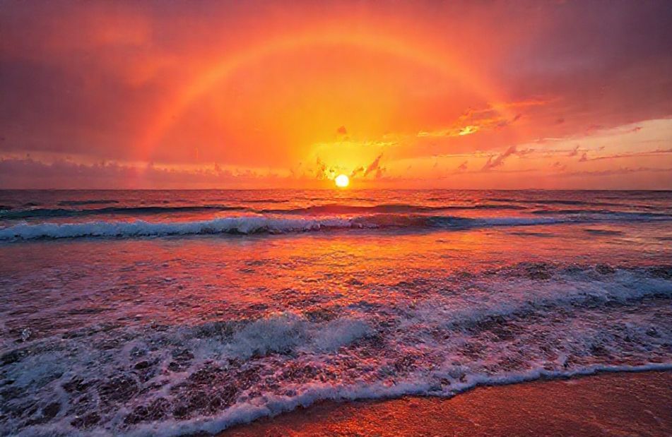 Sunset Ocean Rainbow Wallpaper