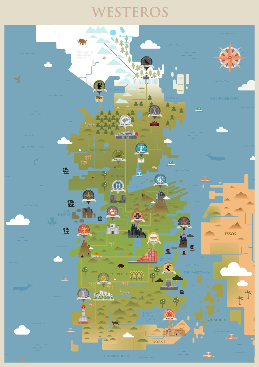 Game of Thrones Westeros map by sanjota
