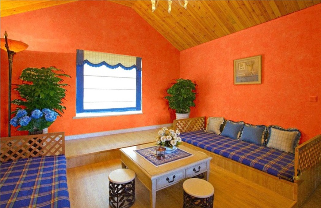 england living room interior with orange wallpaper wallpaper interior