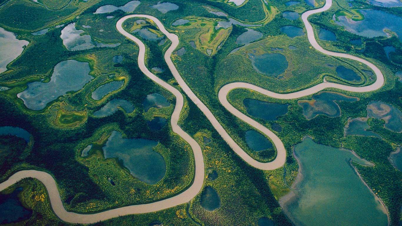 Aerial Of Mackenzie River Delta Northwest Territories Canada J A