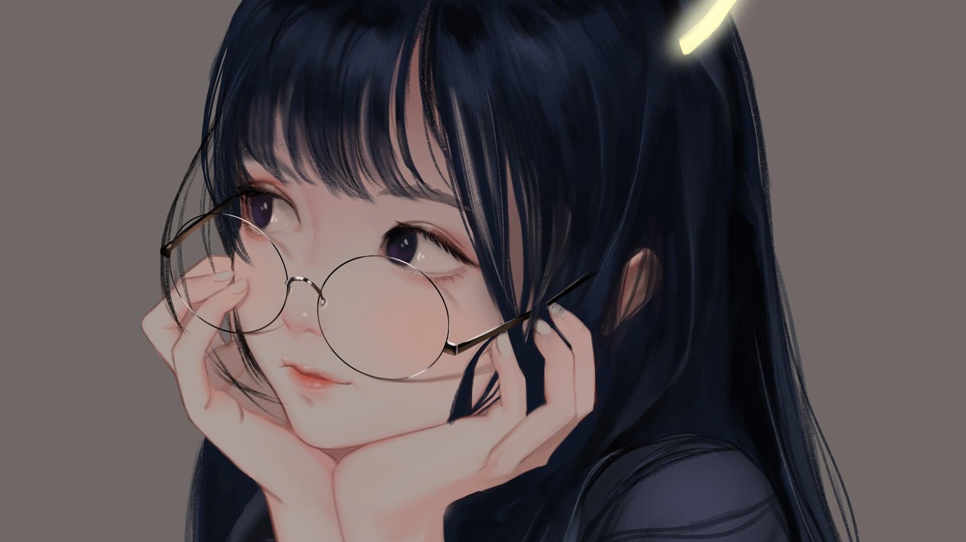 Cute Anime Girl With Glasses R Wallpaper