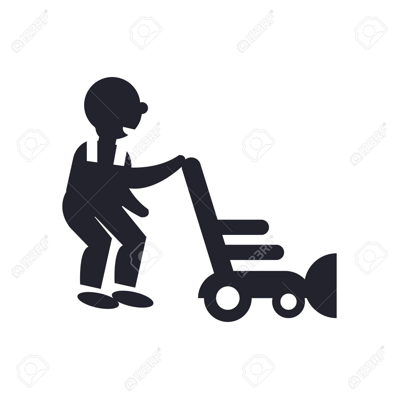 Person Mowing The Grass Icon Vector Isolated On White Background