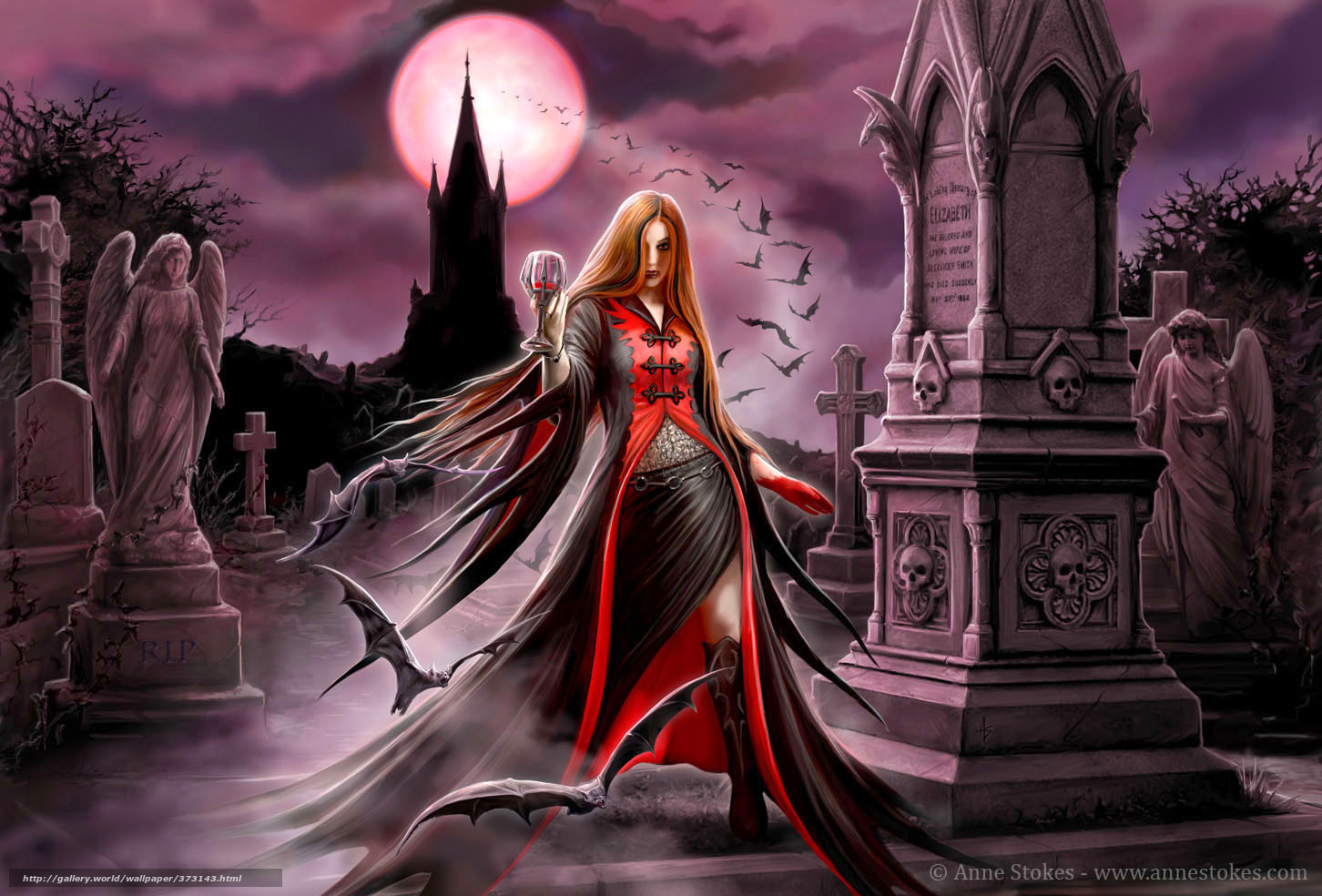 Wallpaper Gothic Full Moon Cemetery Vampire Desktop