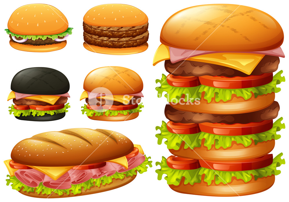 A Set Of Hamburger On White Background Royalty Stock Image