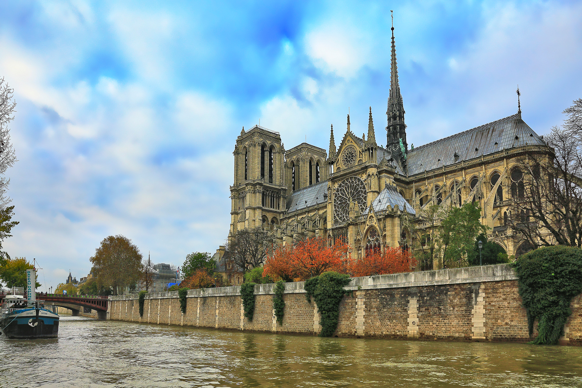 Wallpaper Paris France Sky River Seine Notre Dame Cathedral