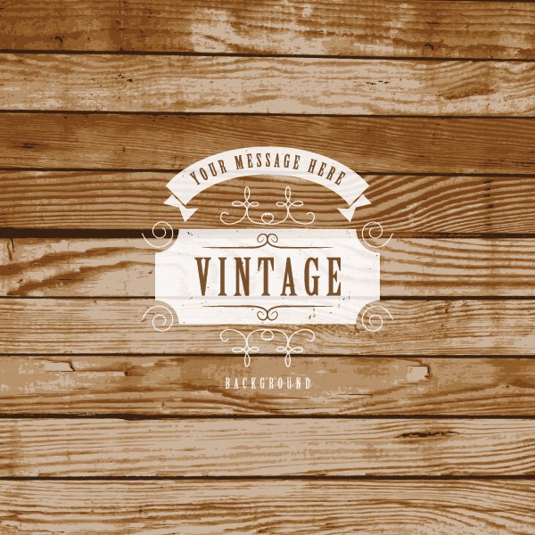 Vintage Label On Wooden Background Vector Graphic Wood