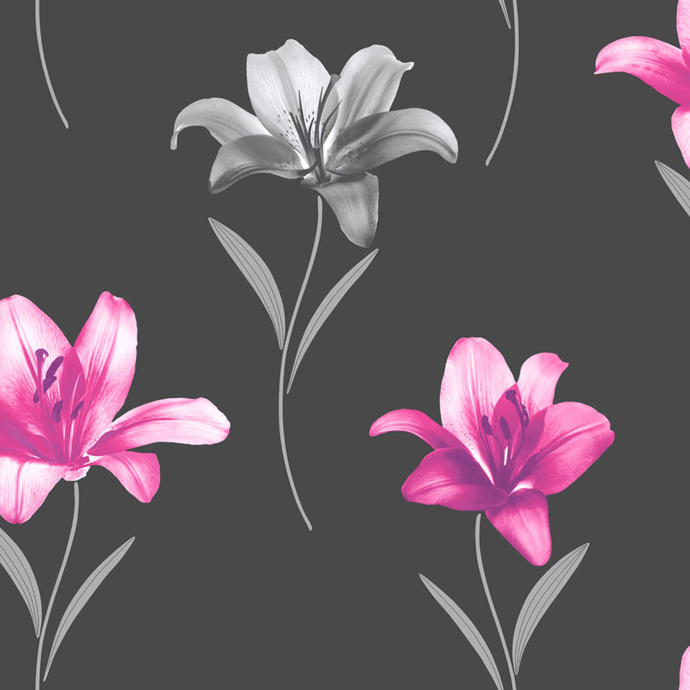 Muriva Lillia Pink And Black Wallpaper Is An Elegant